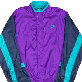 VINTAGE NIKE SWOOSH PURPLE NEON WINDBREAKER JACKET LATE 1980S LARGE Heritage