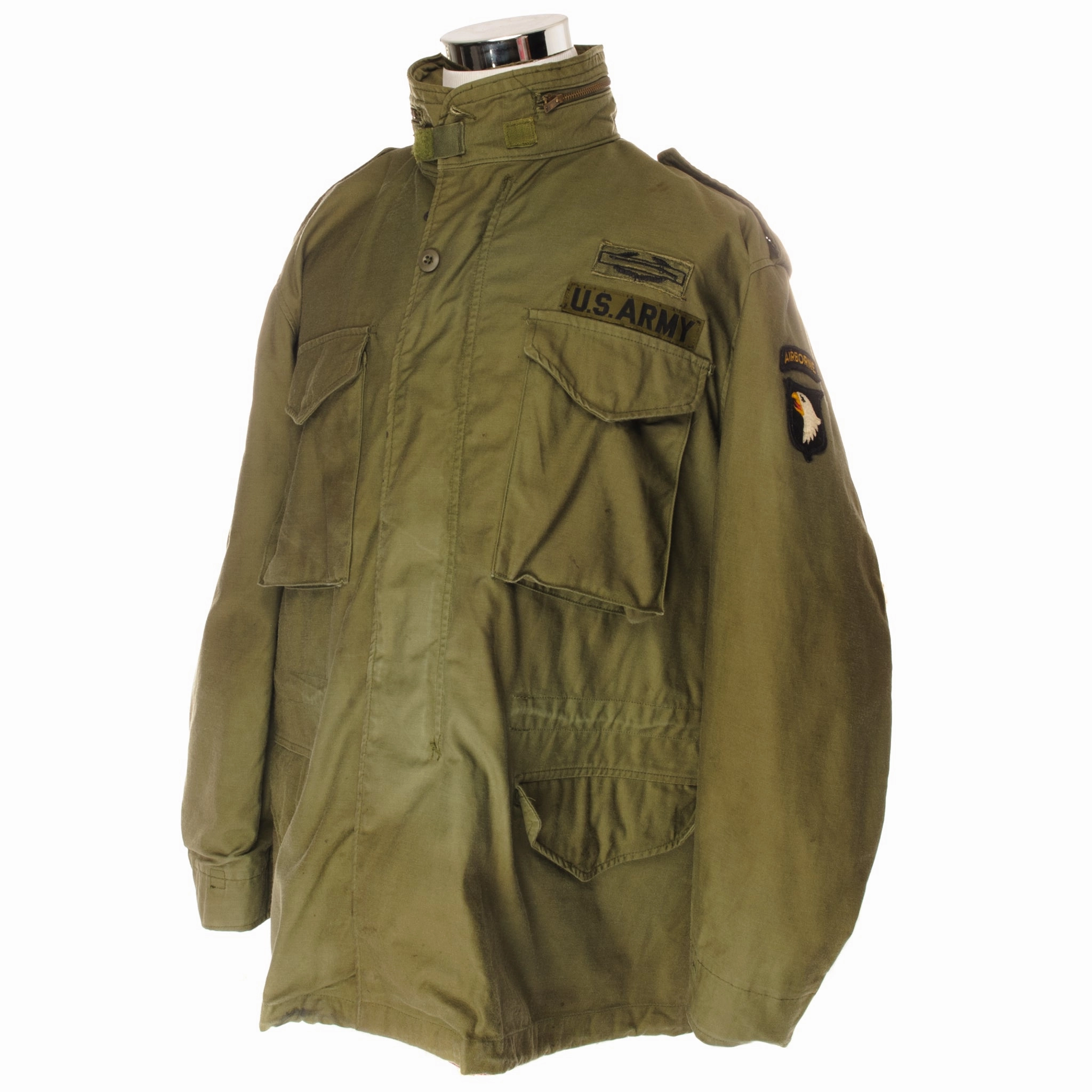clean design VINTAGE US ARMY M-1965 M65 FIELD JACKET VIETNAM WAR SIZE LARGE REGULAR  WITH PATCHES