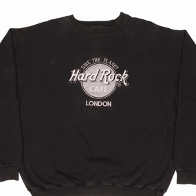 VINTAGE HARD ROCK CAFE SAVE THE PLANET LONDON BLACK SWEATSHIRT 1990S SIZE XL Basic Wear market demand