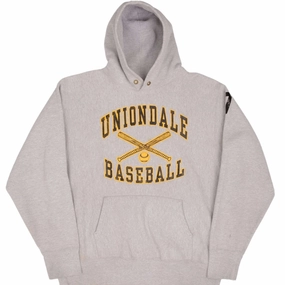 VINTAGE REVERSE WEAVE UNIONDALE BASEBALL SWEATSHIRT HOODIE 1990S XL MADE IN USA Brand Identity