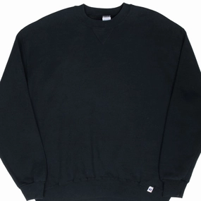 VINTAGE RUSSELL ATHLETIC BLACK BLANK SWEATSHIRT 1990S LARGE MADE IN USA Cold Weather Protection