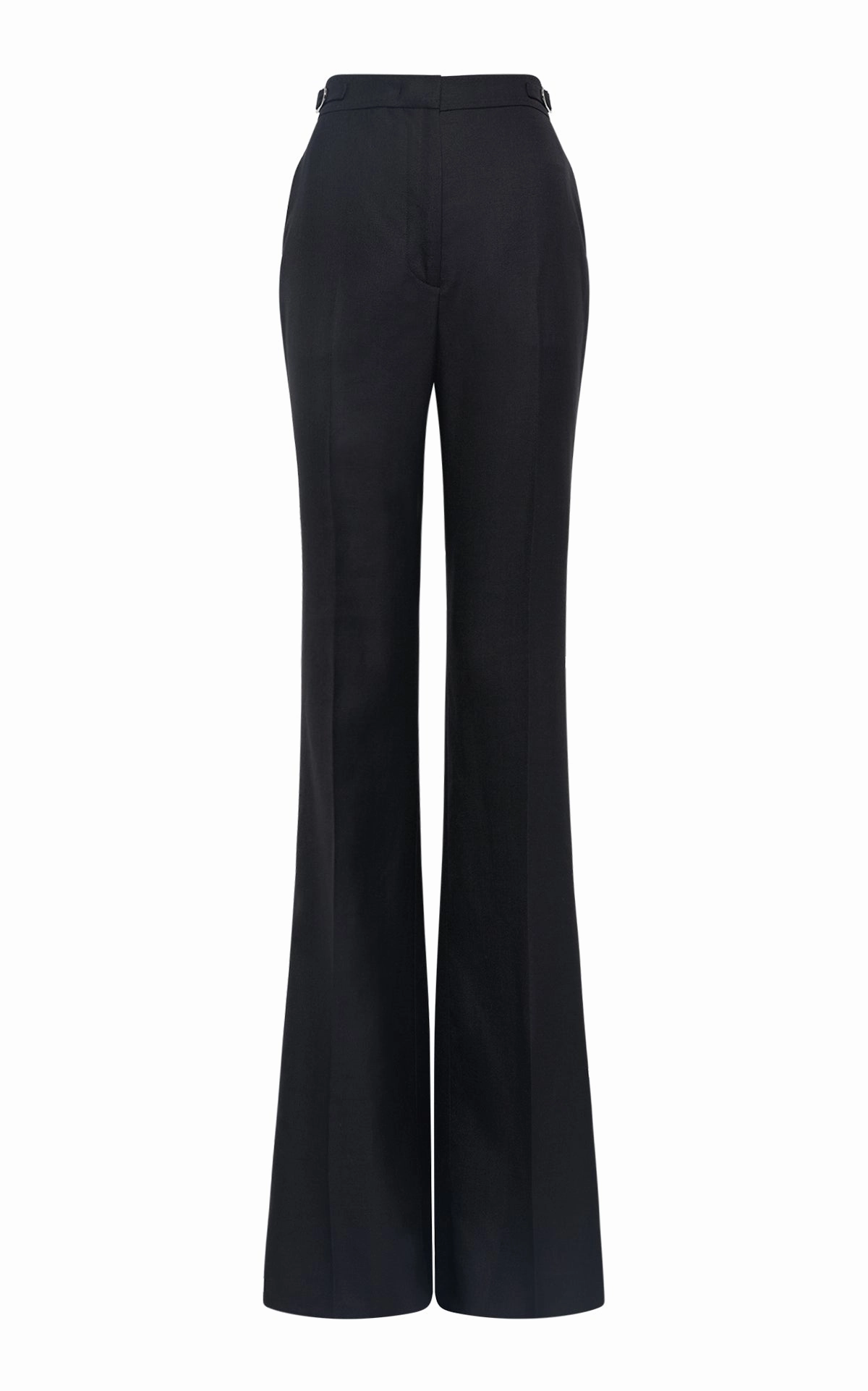 FlexibleMobilityDesign Essential Look Vesta Flared Pant in Black Virgin Wool Silk with Linen