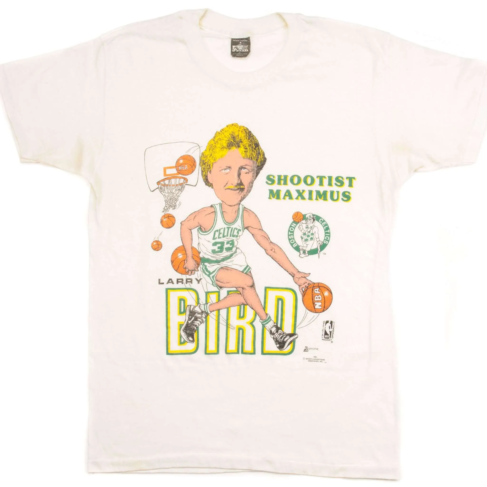 VINTAGE NBA LARRY BIRD BOSTON CELTICS TEE SHIRT 1989 SIZE MEDIUM MADE IN USA Plus size clothing