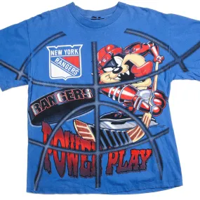 VINTAGE NHL NEW YORK RANGERS LOONEY TUNES TAZ TEE SHIRT SIZE LARGE vacation wear
