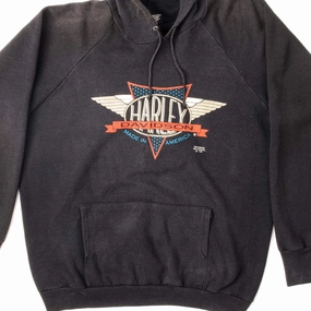 product hiking suitability Drawcord Hood VINTAGE 3D EMBLEM HARLEY DAVIDSON HOODIE SWEATSHIRT 1991 SIZE XL MADE IN USA