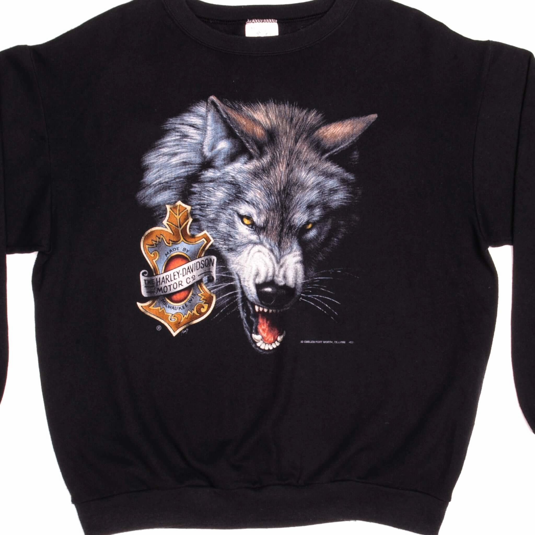 graffiti print VINTAGE 3D EMBLEM HARLEY DAVIDSON SWEATSHIRT 1992 SIZE XL MADE IN USA