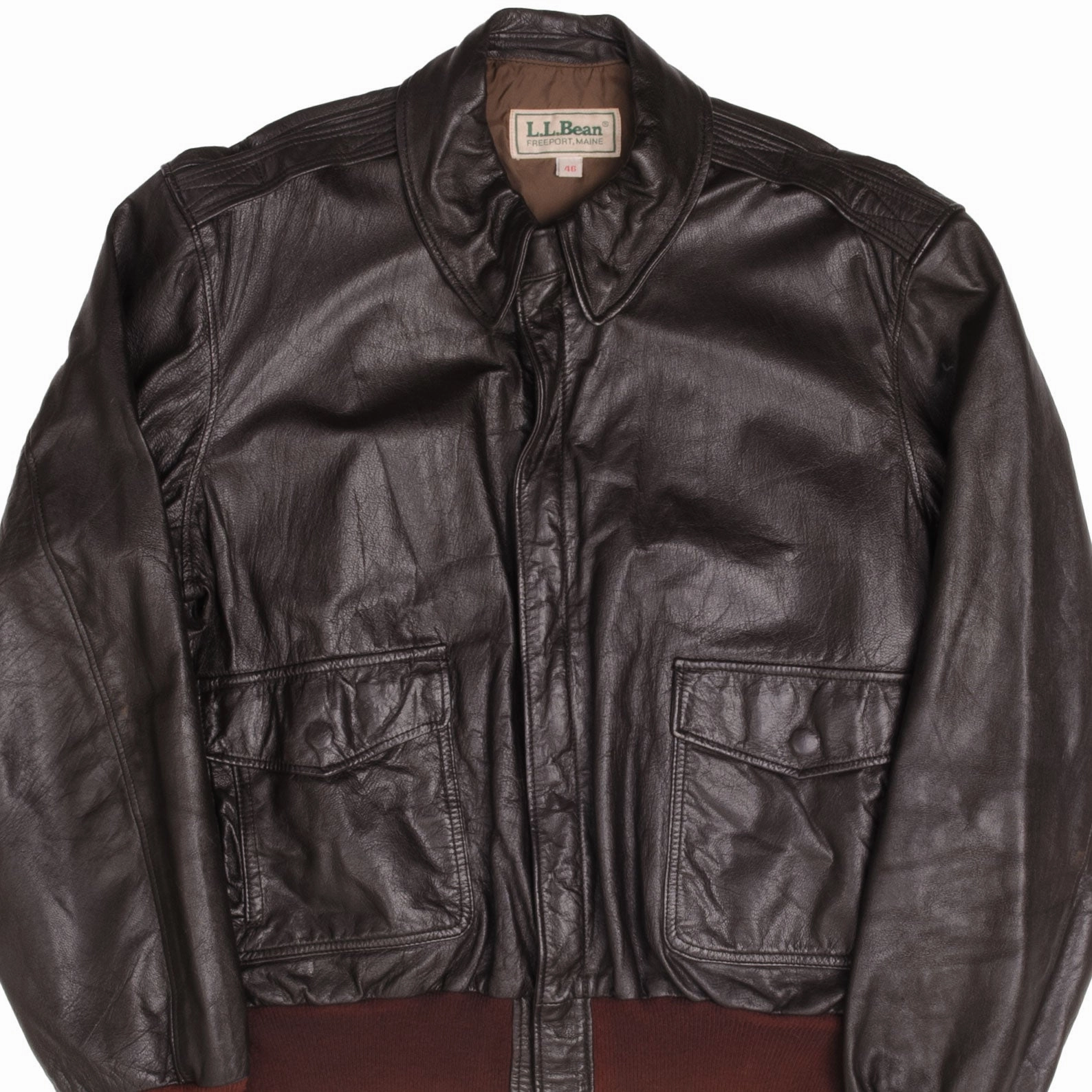 All Day Comfort Modern Tailoring VINTAGE A2 A-2 LEATHER LL BEAN USAF JACKET FLYERS 1980S SIZE 46