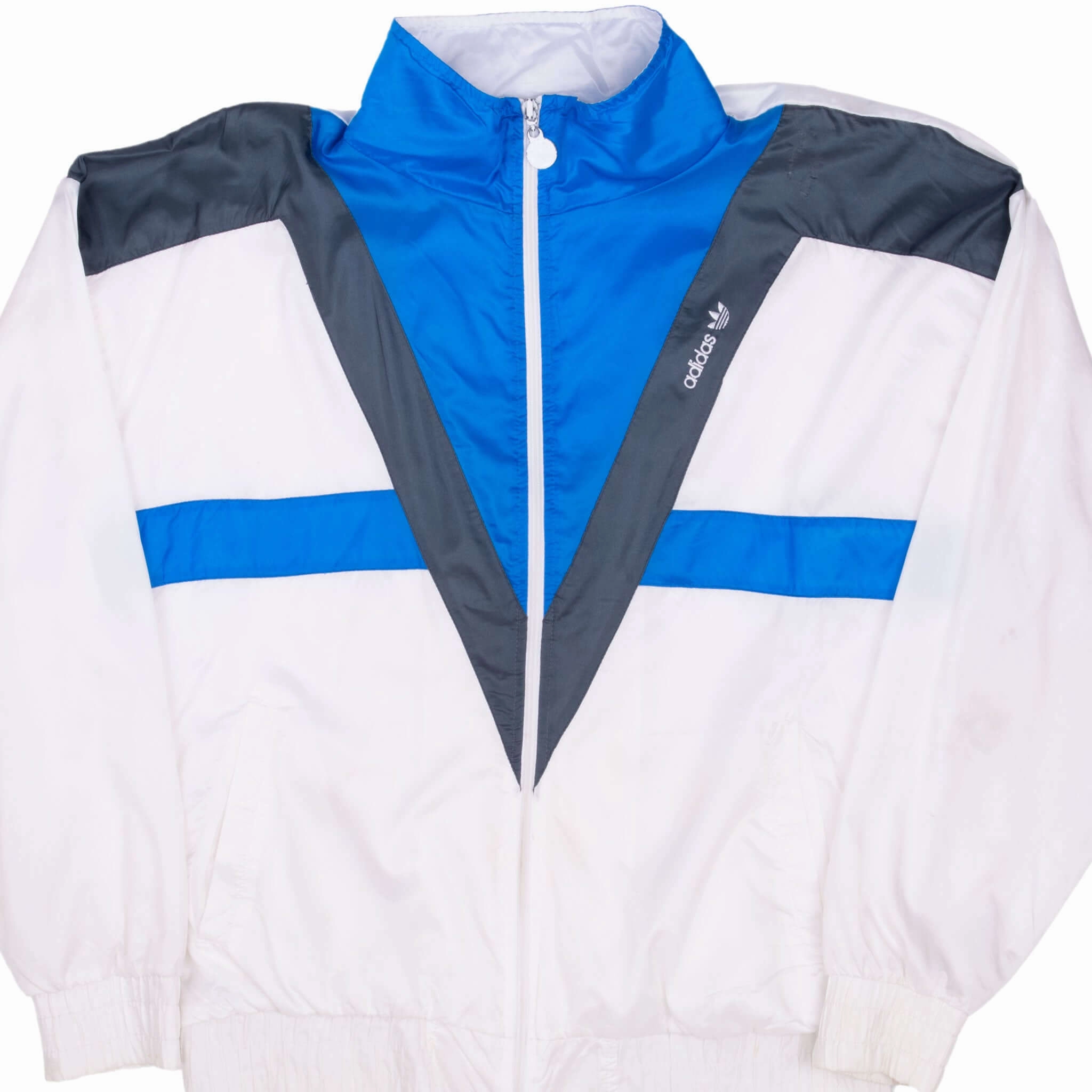 Collared VINTAGE ADIDAS BLUE AND BLUE TRACK JACKET 1980S LARGE