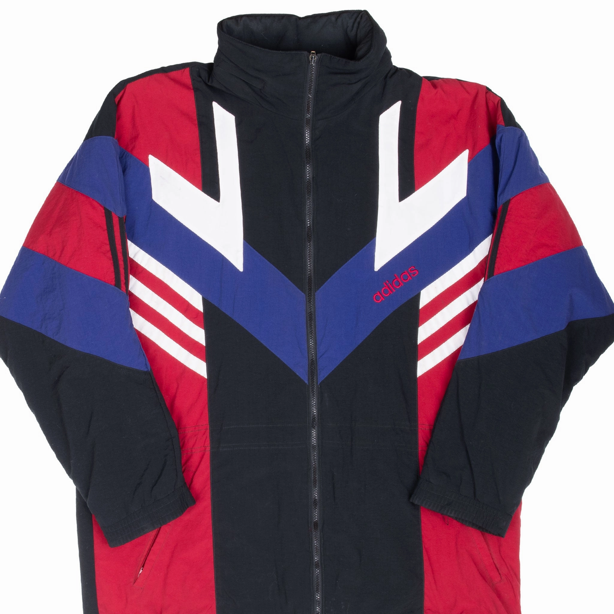 Oversized Fit Urban Protection VINTAGE ADIDAS BSG BLUE RED BLACK WINDBREAKER JACKET 1980S LARGE