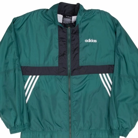 VINTAGE ADIDAS GREEN WINDBREAKER JACKET 1990S LARGE Vegan Wind Proof