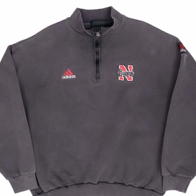 VINTAGE ADIDAS NCAA NEBRASKA CORN HUSKERS QUARTER ZIP SWEATSHIRT 1990S LARGE product discount