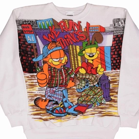 VINTAGE ALL OVER PRINT GARFIELD BY FREEZE NEW YORK SWEATSHIRT 1994 SIZE LARGE product fair trade