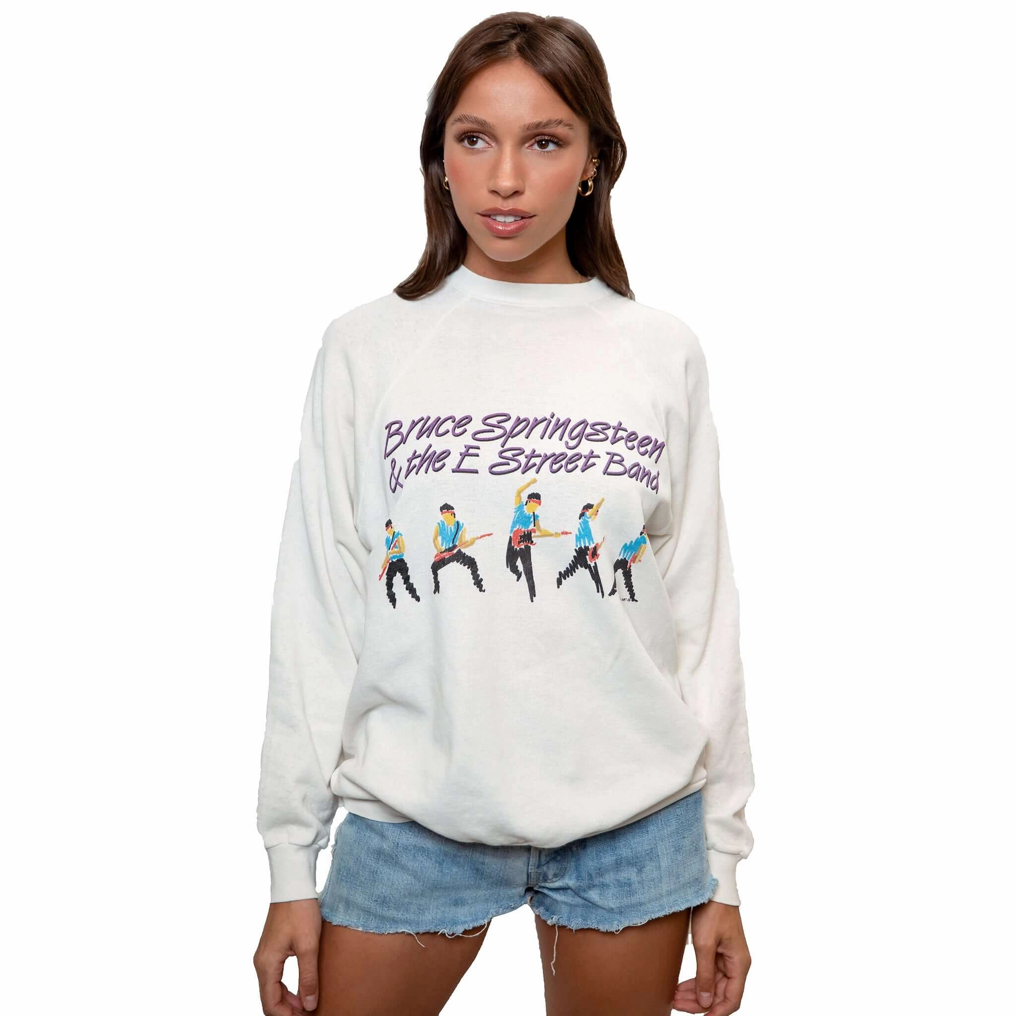 fringe accents VINTAGE BRUCE SPRINGSTEEN & THE E STREET BAND SWEATSHIRT 1989 SIZE LARGE MADE IN USA