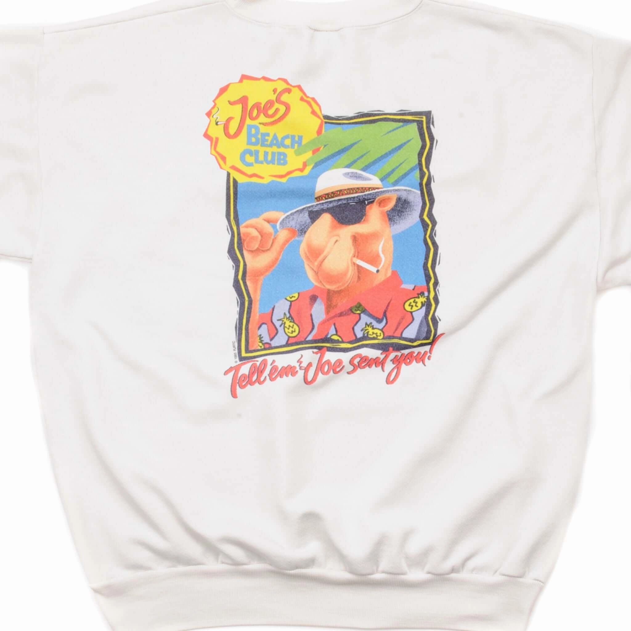 VINTAGE CAMEL JOE'S BEACH CLUB SWEATSHIRT 1993 SIZE LARGE MADE IN USA Cold Layer Embroidered Detail