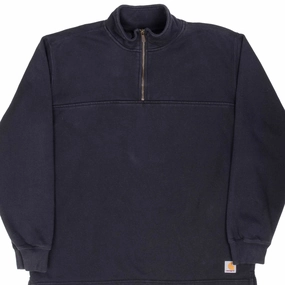 VINTAGE CARHARTT BLACK QUARTER ZIP SWEATSHIRT MEDIUM 2000S Relaxed Fit Hoodie Holiday Wear