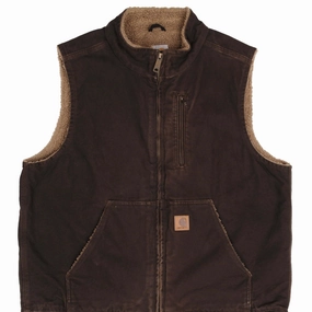 Wind Resistant Linen VINTAGE CARHARTT BROWN WORKERS VEST JACKET V33-DK8 2000S SIZE LARGE