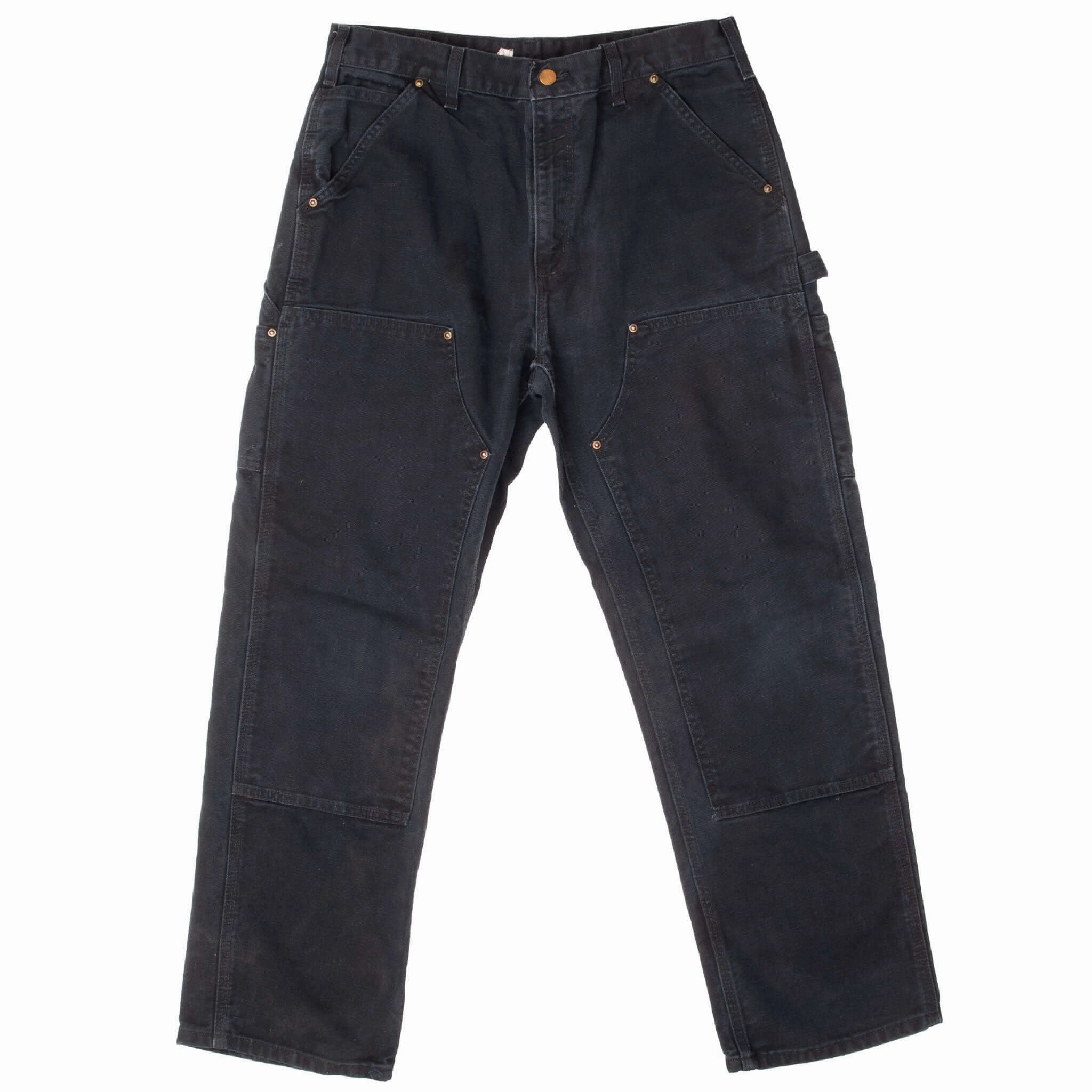 VINTAGE CARHARTT CARPENTER DOUBLE KNEE BLACK PANTS 2000S 33X29 Weekend Ready