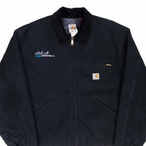 VINTAGE CARHARTT DETROIT STYLE BLANKET LINED JACKET J001 BLK 1990S 2XL MADE USA Zippered Pockets Hiking Vibe