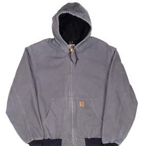 VINTAGE CARHARTT GREY J208 GVL ACTIVE JACKET WITH HOOD 2000S XL suitable for mountain hikes