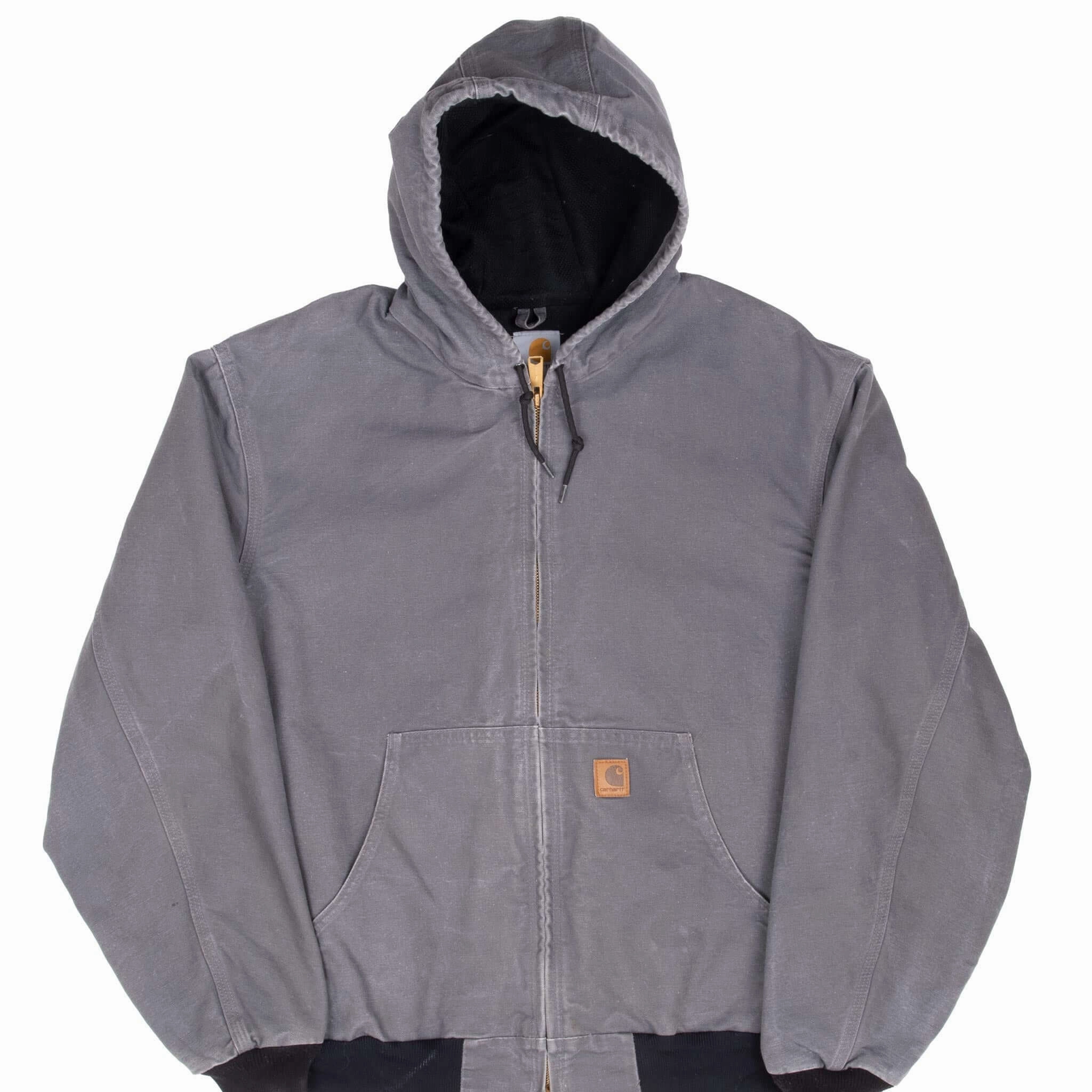VINTAGE CARHARTT GREY J208 GVL ACTIVE JACKET WITH HOOD 2000S XL suitable for mountain hikes