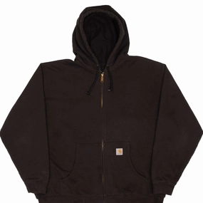 Linen VINTAGE CARHARTT HEAVYWEIGHT FULL ZIP BLACK HOODIE SWEATSHIRT SIZE 2XL