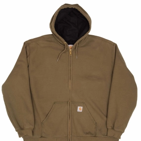 right for hot weather VINTAGE CARHARTT HEAVYWEIGHT FULL ZIP BROWN HOODIE SWEATSHIRT SIZE 2XL