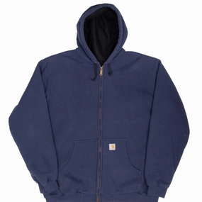 VINTAGE CARHARTT HEAVYWEIGHT FULL ZIP NAVY HOODIE SWEATSHIRT XL product sporty appeal