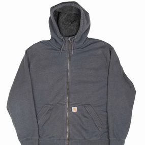 VINTAGE CARHARTT HEAVYWEIGHT SHERPA LINED FULL ZIP GREY HOODIE SWEATSHIRT 2XL Sporty Fashion product industry position