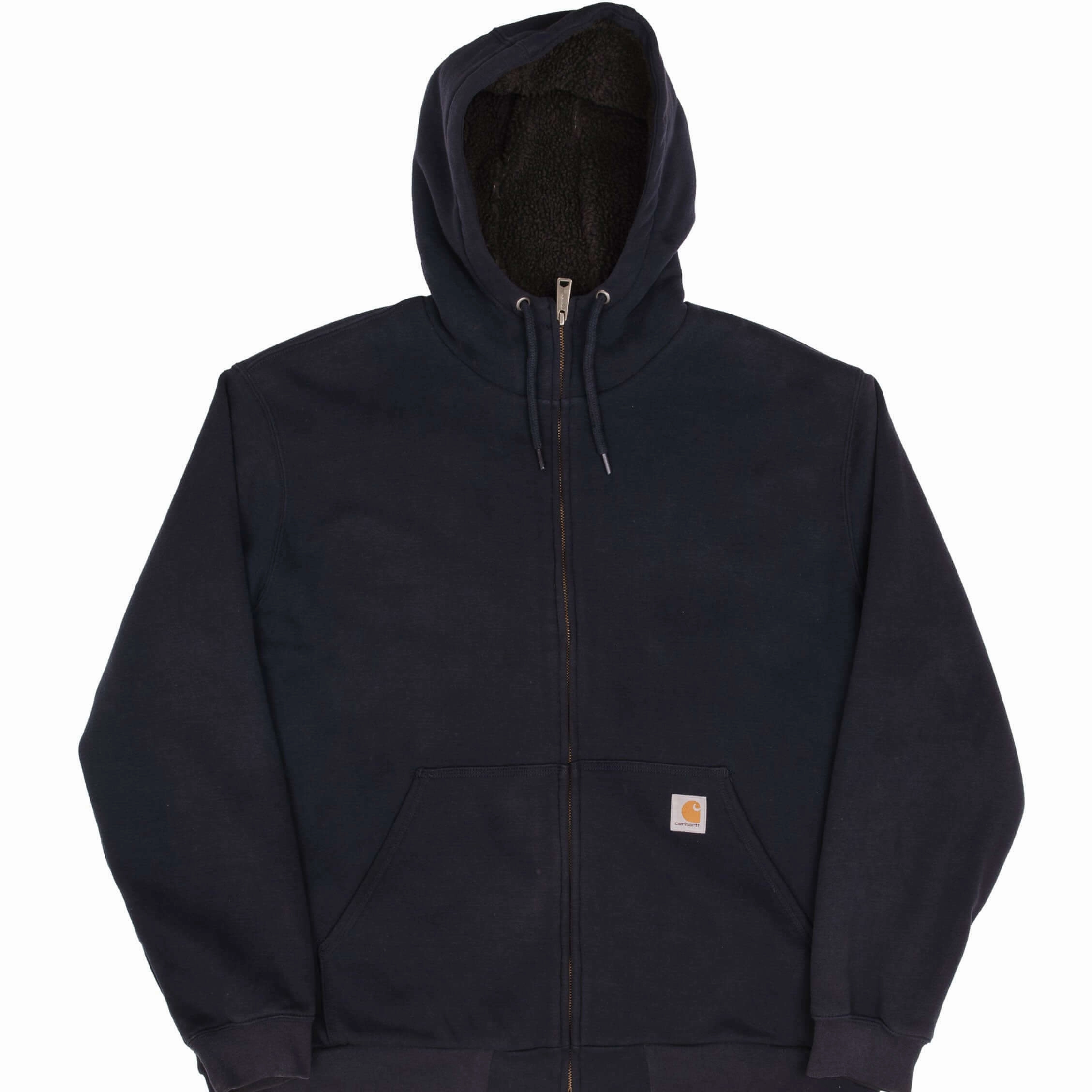 product combo Warm Clothing VINTAGE CARHARTT HEAVYWEIGHT SHERPA LINED FULL ZIP NAVY HOODIE SWEATSHIRT SZE XL