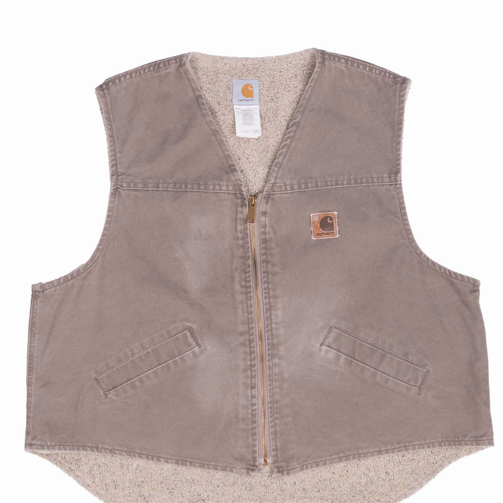 VINTAGE CARHARTT SHERPA LINED BEIGE VEST JACKET V13DES 2XL All Day Comfort Popular