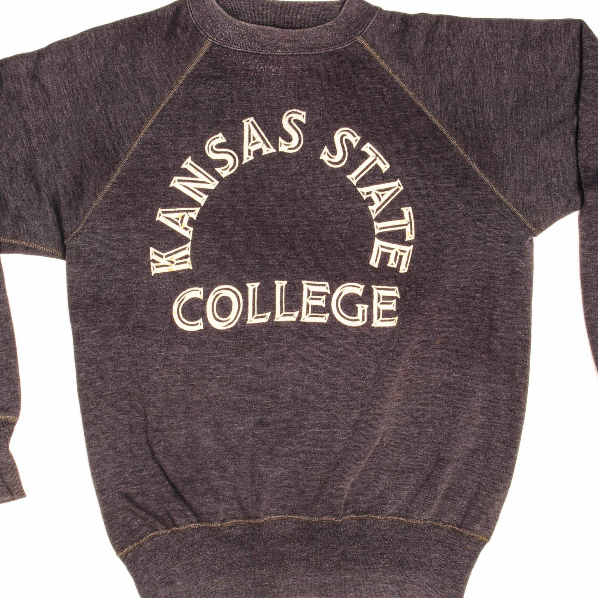 VINTAGE CHAMPION KANSAS STATE COLLEGE SWEATSHIRT MID 1960's LARGE MADE USA Shrink resistant Essential Minimal