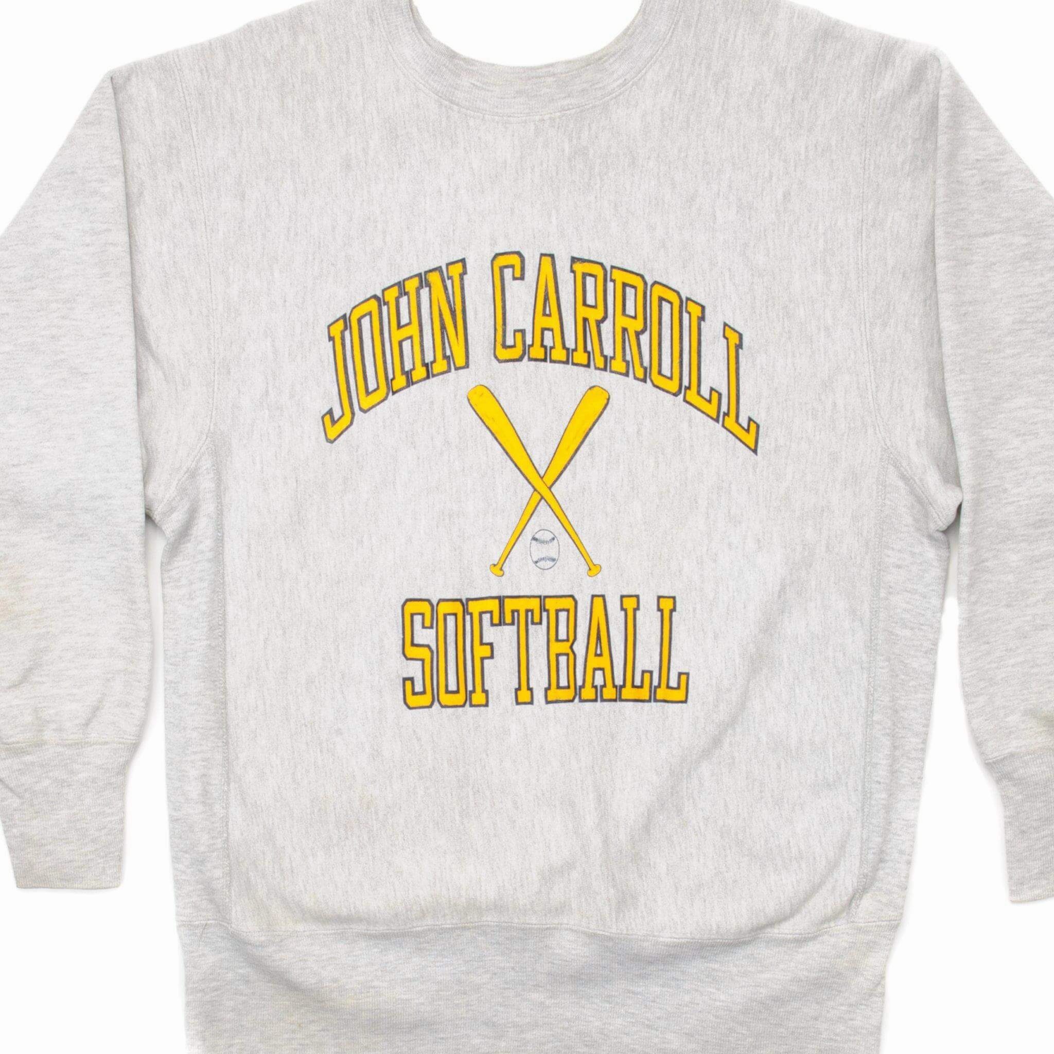 fit for home Contrast Stitching VINTAGE CHAMPION REVERSE WEAVE JOHN CARROLL UNI SWEATSHIRT 1990S LARGE MADE USA
