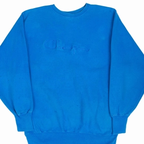 Stylish Wear Urban Bold VINTAGE CHAMPION REVERSE WEAVE SPELLOUT BLUE SWEATSHIRT 1990S LARGE MADE IN USA