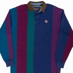 VINTAGE CHAPS RALPH LAUREN MULTICOLOR LINE RUGBY POLO SHIRT 1990S LARGE Outdoor Fit