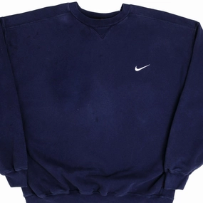 product sporty style statement Floral Print VINTAGE CLASSIC NIKE SWOOSH BLUE HEAVYWEIGHT SWEATSHIRT 90s XL NAVY