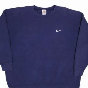 VINTAGE CLASSIC NIKE SWOOSH NAVY BLUE SWEATSHIRT 1990S 2XL MADE IN USA product business casual suitability Chill Style