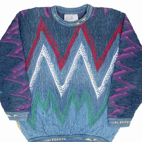 Performance Wear product geometric precision VINTAGE COOGI BLUES KNIT SWEATSHIRT XL 1990S MADE IN AUSTRALIA