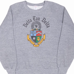 VINTAGE DELTA TAU DELTA DTD FRATERNITY COLLEGE SWEATSHIRT 1980S LARGE MADE USA Leather