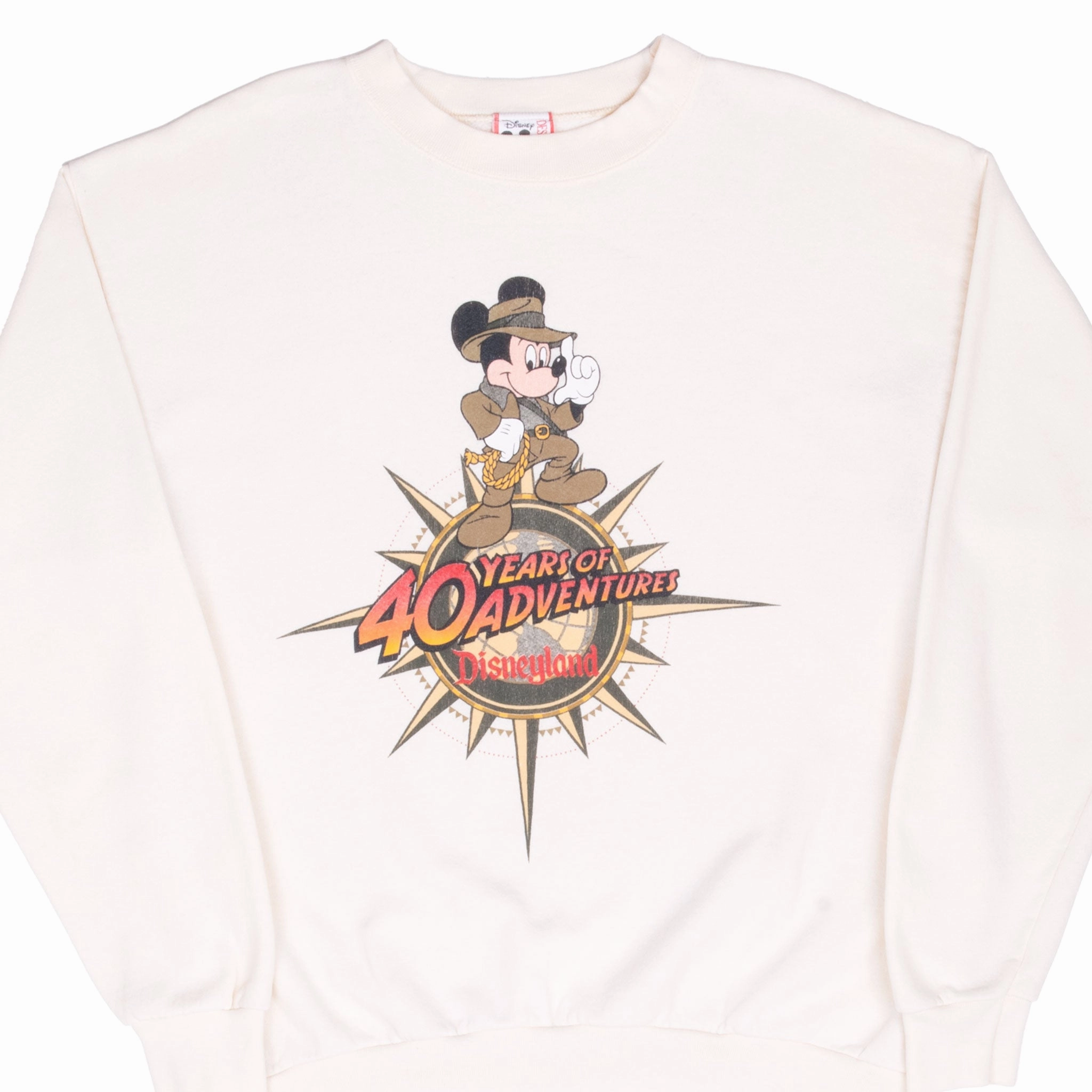 Casual Elegance VINTAGE DISNEY MICKEY INDIANA JONES 40 YEARS OF ADVENTURE SWEATSHIRT 1990S LARGE