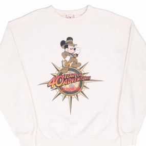Casual Elegance VINTAGE DISNEY MICKEY INDIANA JONES 40 YEARS OF ADVENTURE SWEATSHIRT 1990S LARGE