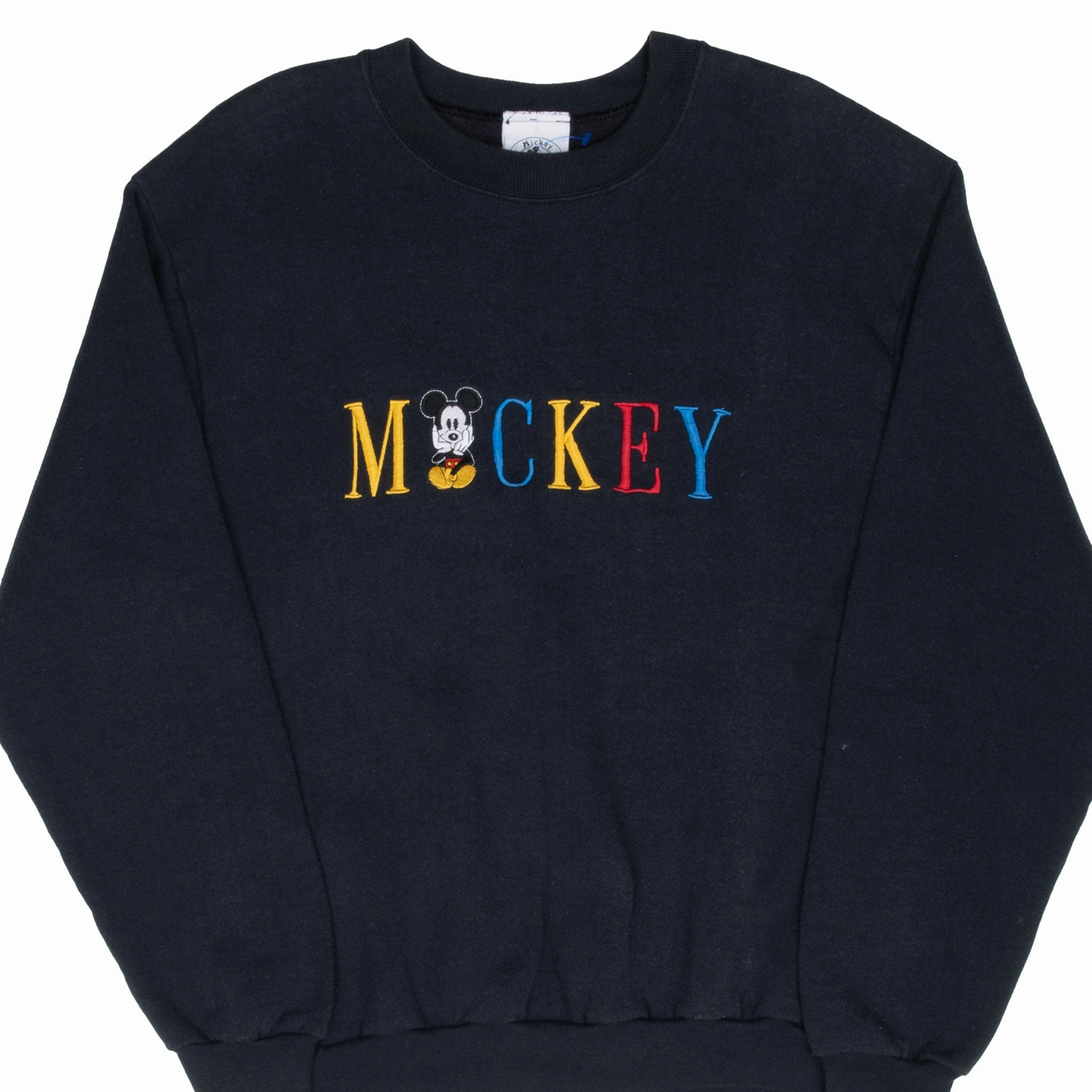 Fashion Piece Layered Fashion VINTAGE DISNEY MICKEY MOUSE EMBROIDERED SWEATSHIRT LARGE 1990S MADE IN USA