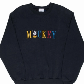 Fashion Piece Layered Fashion VINTAGE DISNEY MICKEY MOUSE EMBROIDERED SWEATSHIRT LARGE 1990S MADE IN USA
