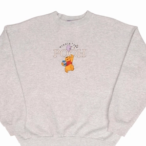 Kangaroo Pocket VINTAGE DISNEY WINNIE THE POOH EMBROIDERED 1990S SWEATSHIRT SIZE LARGE