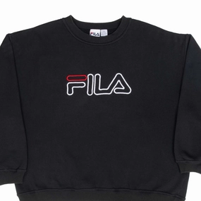 Business Ready Cool in summer VINTAGE FILA EMBROIDERED BLACK SWEATSHIRT 1990S SIZE 2XL