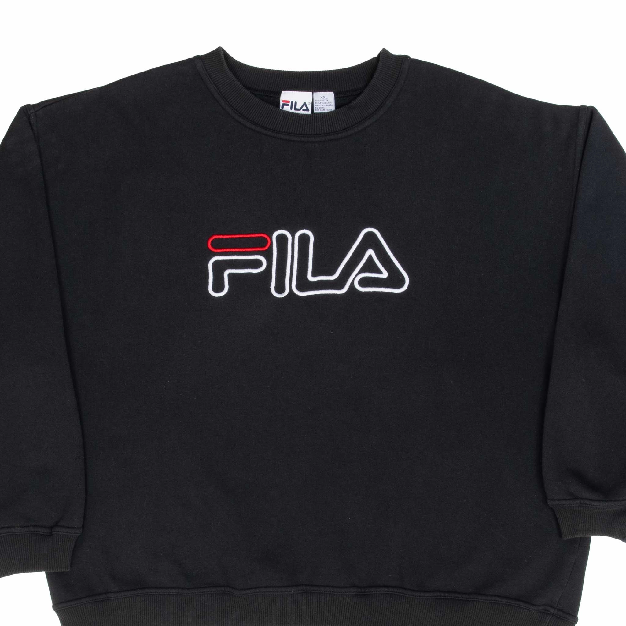 Business Ready Cool in summer VINTAGE FILA EMBROIDERED BLACK SWEATSHIRT 1990S SIZE 2XL