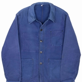 Snag Free Surface Ticket VINTAGE FRENCH WORKWEAR MONT ST MICHEL MOLESKIN JACKET 1960S MEDIUM MADE IN FRANCE