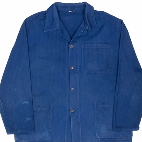 Layered Security Pockets VINTAGE FRENCH WORKWEAR TWILL HERRINGBONE HBT JACKET 1960S 2XL