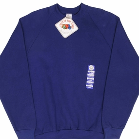 VINTAGE FRUIT OF THE LOOM BLANK BLUE CREWNECK SWEATSHIRT 1992 LARGE DEADSTOCK Smart Layer