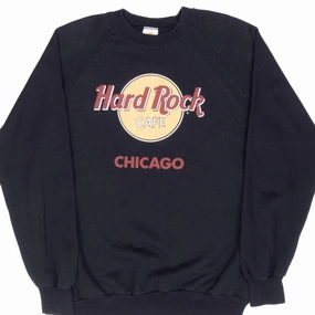 VINTAGE HARD ROCK CAFE CHICAGO BLACK SWEATSHIRT 1990S SIZE XL Minimal Fashion product vacation wearability