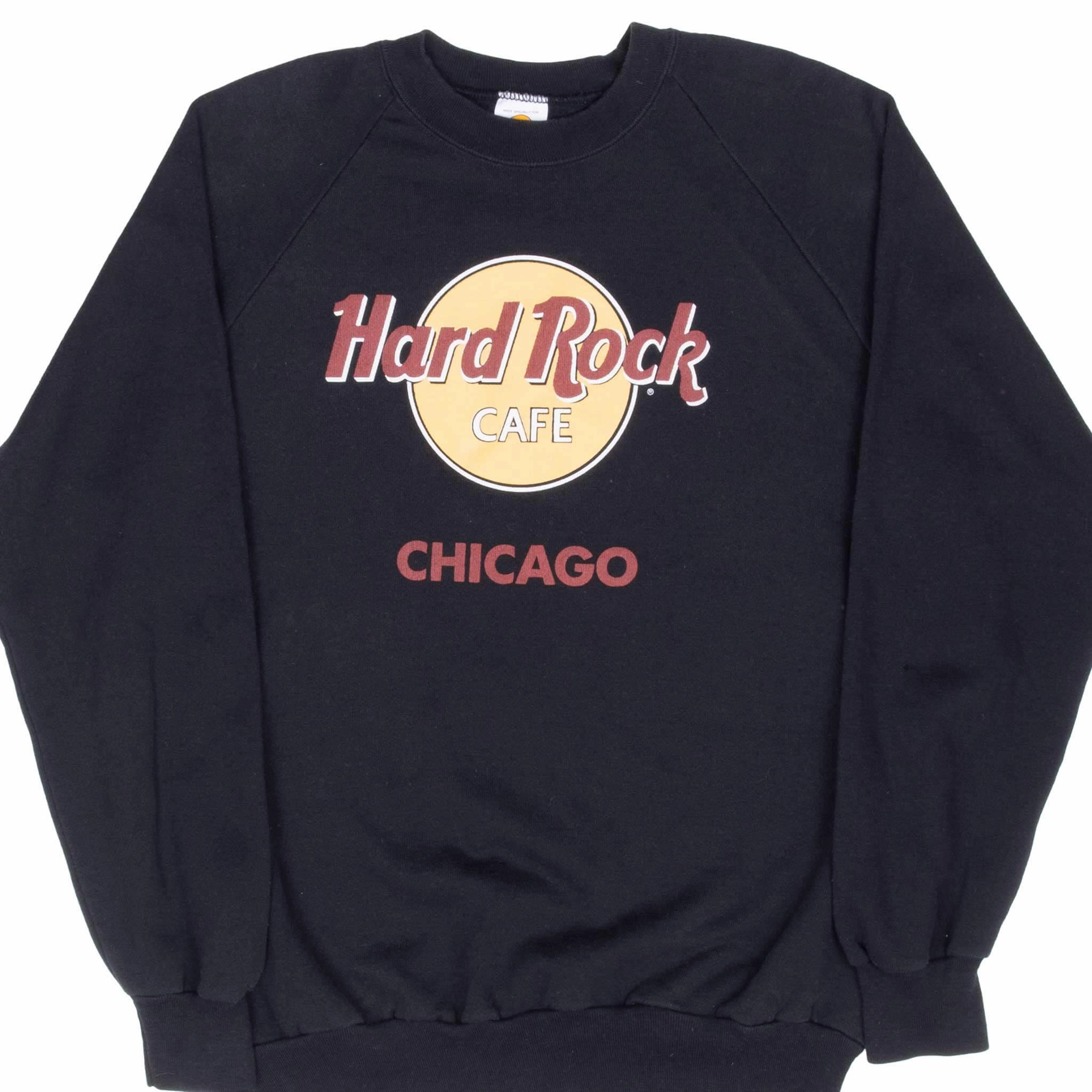 VINTAGE HARD ROCK CAFE CHICAGO BLACK SWEATSHIRT 1990S SIZE XL Minimal Fashion product vacation wearability